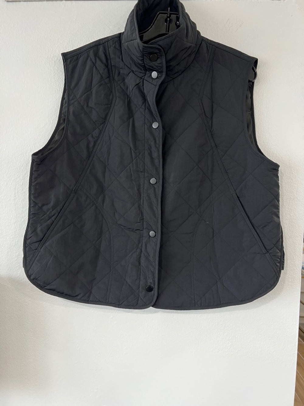 Quilted Snap-Front Vest in Black